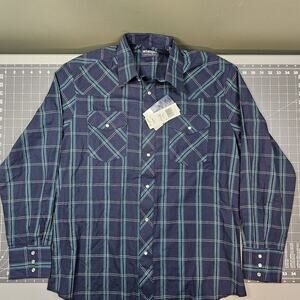 Wrangler Shirt Mens Large New NWT Plaid Snap Western Cowboy Rodeo Classic Light